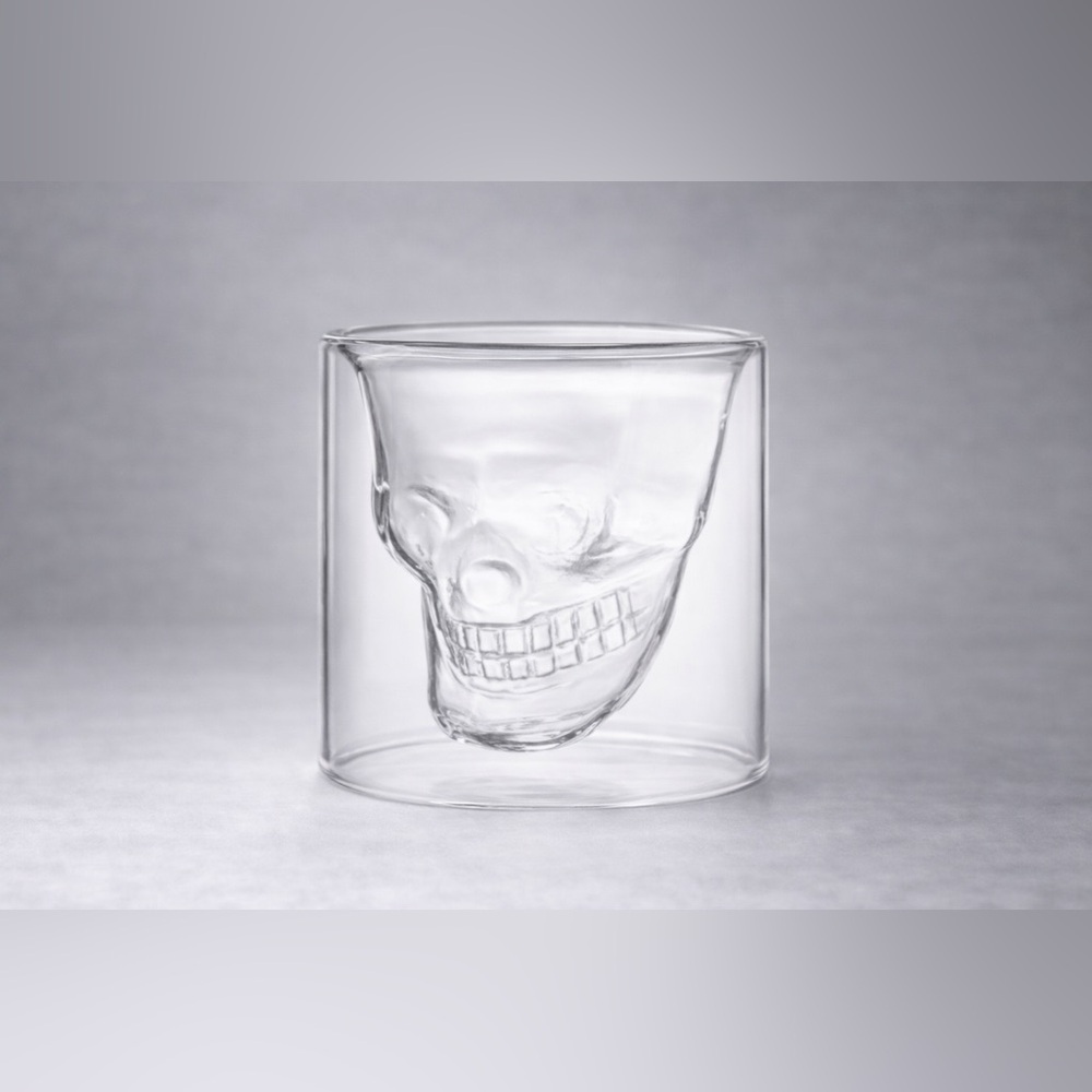 Halloween High Borosilicate Glass Skull Head‎ Cup, Column Double Wall Mug